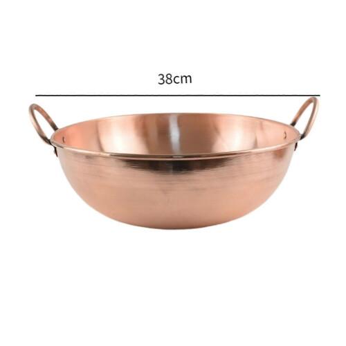 (38cm) Copper Cookware Pot with Double Handles Elegant Fry Pan Copper Jam Pot 2