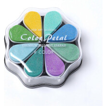 (1030) 8-Color Washable Rainbow Petal Rubber Stamp Pad Cardmaking Scrapbooking Paper Wood Fabric