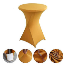(gold) Four-Way Stretch Tight-Fitted Spandex Round Cocktail Table Cover