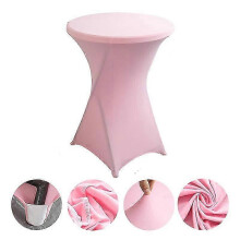 (Pink) Four-Way Stretch Tight-Fitted Spandex Round Cocktail Table Cover