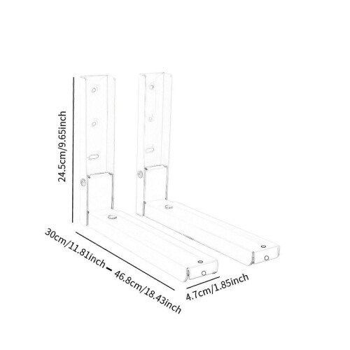(Black) Extendable Sturdy Wall Mounted Microwave Shelf Bracket Organizer 1