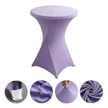 (Purple) Four-Way Stretch Tight-Fitted Spandex Round Cocktail Table Cover