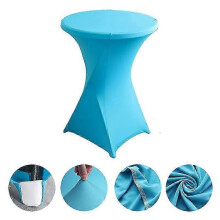 (blue) Four-Way Stretch Tight-Fitted Spandex Round Cocktail Table Cover