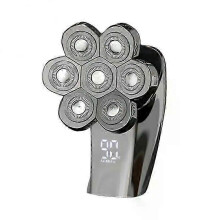 (Silver) Men's 7D Rechargeable 5-in-1 Hair Clipper with 7 Floating Heads for Beard/Nose/Bald Razor