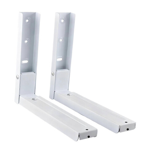 (White) Extendable Sturdy Wall Mounted Microwave Shelf Bracket Organizer 1