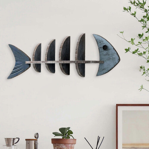 (Pointed) Beach Themed Unique Fishbone Shape Wall Shelf Easy to Use House Decor 1