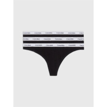 (12 UK, Black) Calvin Klein Womens/Ladies Branded Thong (Pack of 3)