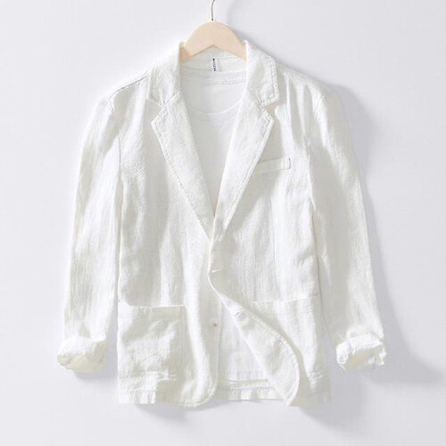 (beige, S) Men's Oversized Solid Linen Cotton Safari Jacket Spring Casual Long Sleeve