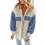 (Blue, L) Warm Oversized Army Green Button Jacket Soft Long Sleeve Coat with Pockets Size S 1