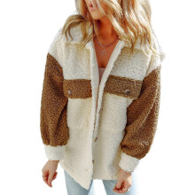 (brown, XL) Warm Oversized Army Green Button Jacket Soft Long Sleeve Coat with Pockets Size S