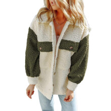 (Army Green, L) Giacca oversize verde militare calda con bottoni, morbida, a maniche lunghe e tasche, taglia S.