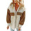 (brown, M) Warm Oversized Army Green Button Jacket Soft Long Sleeve Coat with Pockets Size S 1