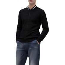 (Black, S) Leichte, warme Herren-Reißverschlussjacke, atmungsaktiv, moderne Passform, Stehkragen, Armeegrün, Größe S