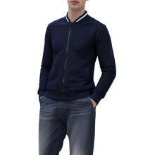 (Navy Blue, L) Leichte, warme Herren-Reißverschlussjacke, atmungsaktiv, moderne Passform, Stehkragen, Armeegrün, Größe S