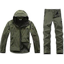 (Army Green, XL) Taktisches Softshell-Jagdset für Herren, wasserdichte Windjacke und Hose im Tarnmuster