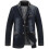 (Blue, M) Premium Men's Slim Fit Denim Jacket with Leather Patchwork Details 25-26 1