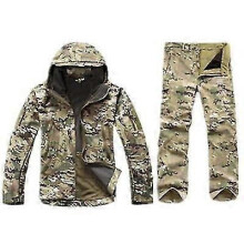 (CP, XXL) Taktisches Softshell-Jagdset für Herren, wasserdichte Windjacke und Hose im Tarnmuster