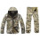 (CP, M) Men's Tactical Softshell Camo Hunting Set Waterproof Windbreaker Jacket Pants 1
