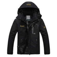 (black, 5XL) Herre vinterski-snowboardjakke med fleece og hette, vindtett og lett fjellparka