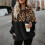 (White, M) Women's Cozy Leopard Print Plush Hoodie with Pockets and Adjustable Drawstring 5
