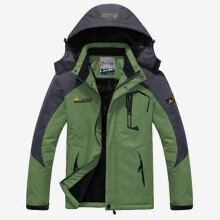(green, 3XL) Herren Winter Ski Snowboard Jacke Fleece Kapuze Winddicht Leichte Bergparka