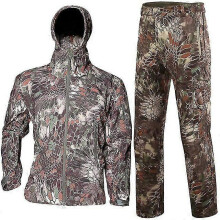 (mountain python, XL) Taktisches Softshell-Jagdset für Herren, wasserdichte Windjacke und Hose im Tarnmuster