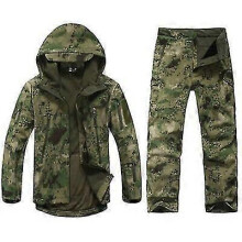 (Ruin green, L) Herre taktisk softshell camo jaktsett vanntett vindjakke jakke bukser