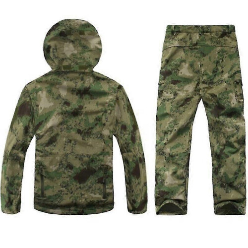 (mountain python, M) Taktisches Softshell-Jagdset für Herren, wasserdichte Windjacke und Hose im Tarnmuster 1