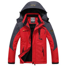 (Red, L) Herren Winter Ski Snowboard Jacke Fleece Kapuze Winddicht Leichte Bergparka