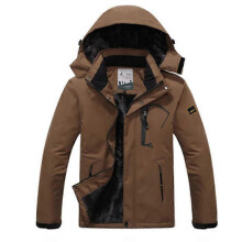 (brown, 5XL) Herren Winter Ski Snowboard Jacke Fleece Kapuze Winddicht Leichte Bergparka