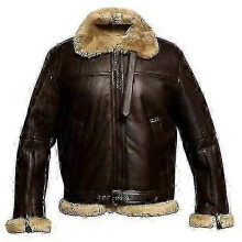 (5XL, Brown) 2025 Herre B3 Bomberjakke Ekte saueskinnsskinn RAF Aviator Pilotfrakk