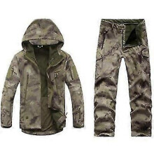 (Ruin yellow, XXXL) Herre taktisk softshell camo jaktsett vanntett vindjakke jakke bukser