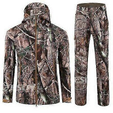 (Photo color, M) Herre taktisk softshell camo jaktsett vanntett vindjakke jakke bukser