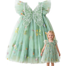(Green, 4T) Baby Butterfly Tulle Dress Fairy First Birthday Party Toddler Girl Dress