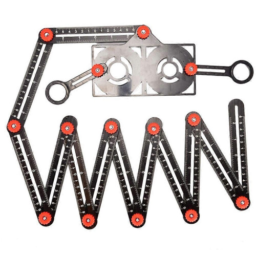 (12 fold) Règle de mesure pliable multi-angles réglable avec outil de gabarit perforé 1