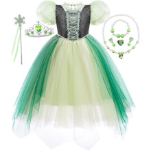 (Green, 3-4Years) Girls Luxurious Princess Dress for Kids Play Queen Dress Costume Sets