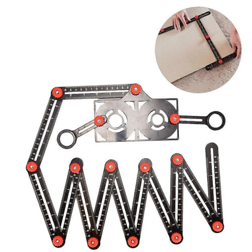 (12 fold) Règle de mesure pliable multi-angles réglable avec outil de gabarit perforé 2