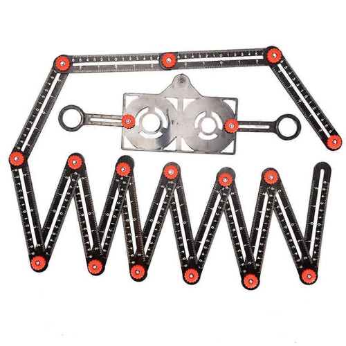 (16 fold) Règle de mesure pliable multi-angles réglable avec outil de gabarit perforé 2