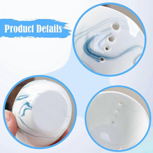(Gray) Ceramic Herb Stripper Bowl Kitchen Tool Leaf Separator Peeling Gift 1