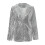 (BLUE, L) Women's Sequin Blazer Bomber Jacket with Glitter Sleeves 4