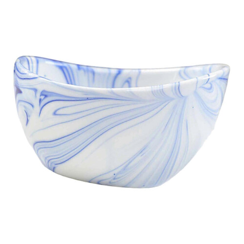 (Blue) Ceramic Herb Stripper Bowl Kitchen Tool Leaf Separator Peeling Gift 2