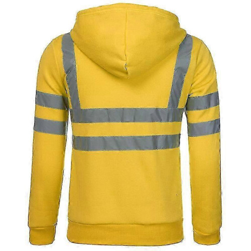 (Yellow, M) Herregenser med hette og glidelås og høy synlighet 2