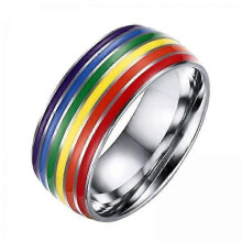(4 Pcs) Collier élégant en acier inoxydable, orné d'un pendentif arc-en-ciel, aux couleurs de la fierté LGBT (taille 11).