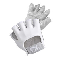 (White, L) Fingerless Weight Lifting Gloves for Men Multi-function Ventilated Half Finger Gym Workout