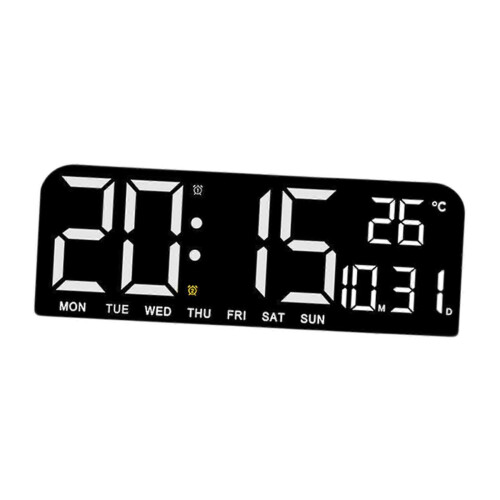 (White) Big Wall Mount LED Digital Clock with Date Week Temperature Huge Timer 2