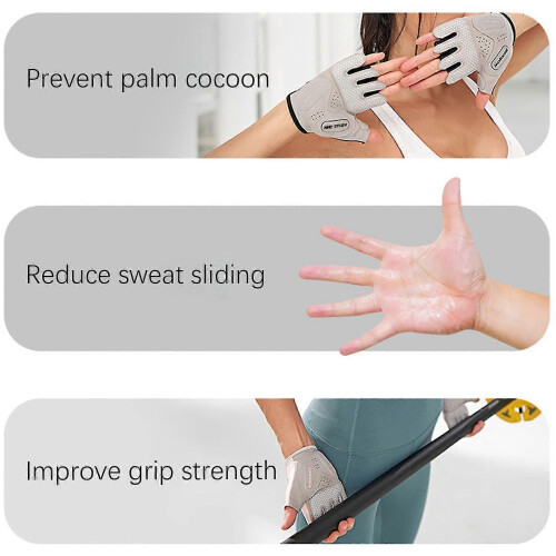 (White, XS) Fingerless Weight Lifting Gloves for Men Multi-function Ventilated Half Finger Gym Workout 2