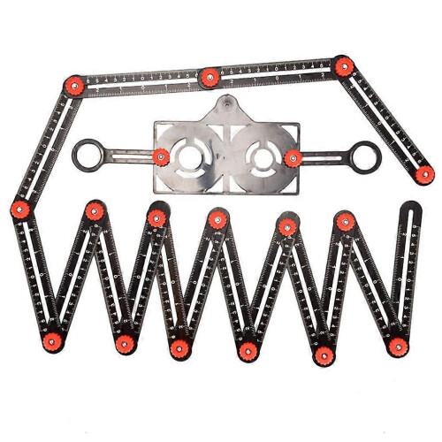 (16 fold) Règle de mesure pliable multi-angles réglable avec outil de gabarit perforé