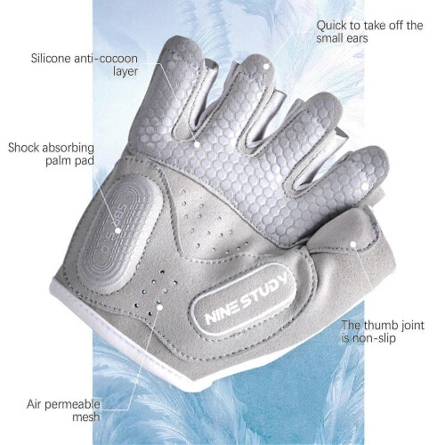 (White, S) Fingerless Weight Lifting Gloves for Men Multi-function Ventilated Half Finger Gym Workout 2