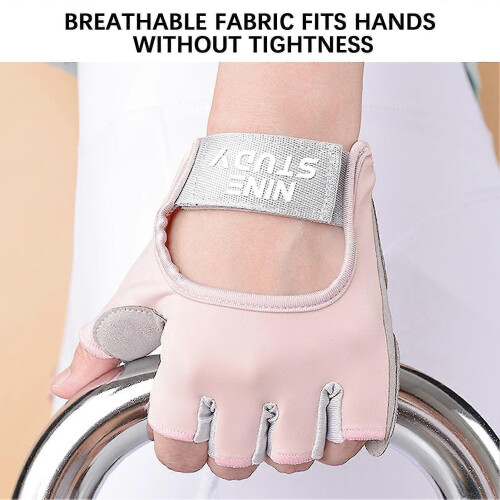 (White, M) Fingerless Weight Lifting Gloves for Men Multi-function Ventilated Half Finger Gym Workout 2
