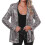 (PINK GOLD, XL) Blazer bomber da donna con paillettes e maniche glitterate 1